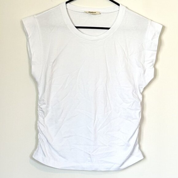 NEW Madewell Sutro Ruched Muscle Casual Luxe Jersey Tank in White - Size: Small - Picture 2 of 12